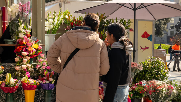 Les parades de floristes de la Rambla es traslladen a la plaça de Catalunya.