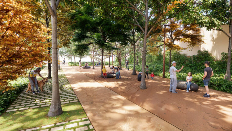 Render de l'espai verd al solar del carrer Pintor Alsamora.