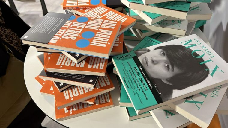 Fotografia de llibres de poesia d'Ana María Moix